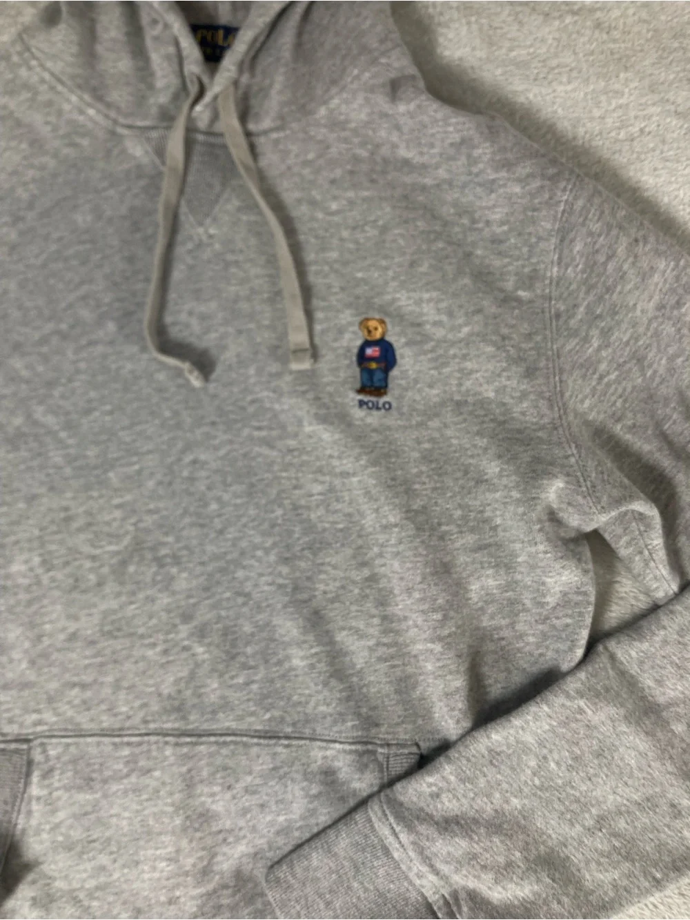 Polo Ralph Lauren Polo Bear USA Hoodie Grey Jersey Graphic Mens S/P urban Style